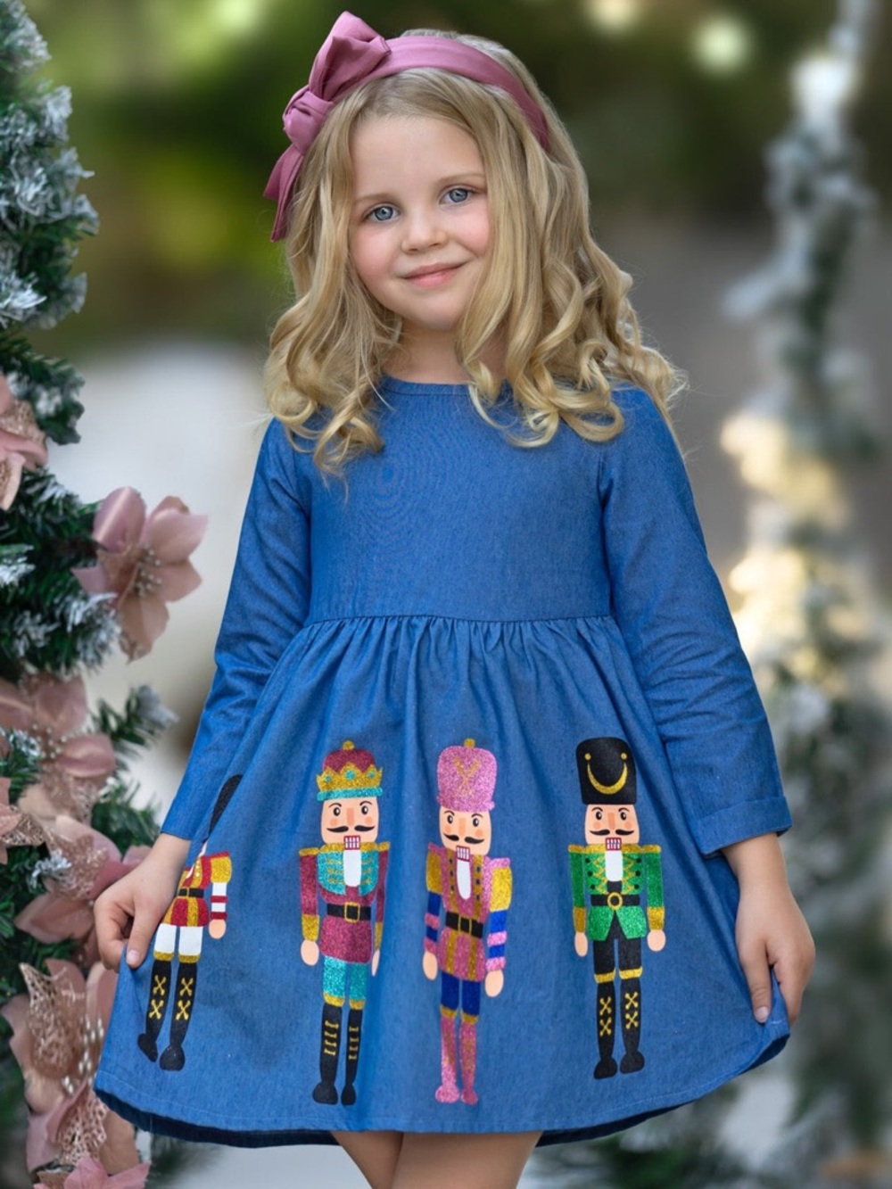 Enchanting Nutcracker Glitter Chambray Dress